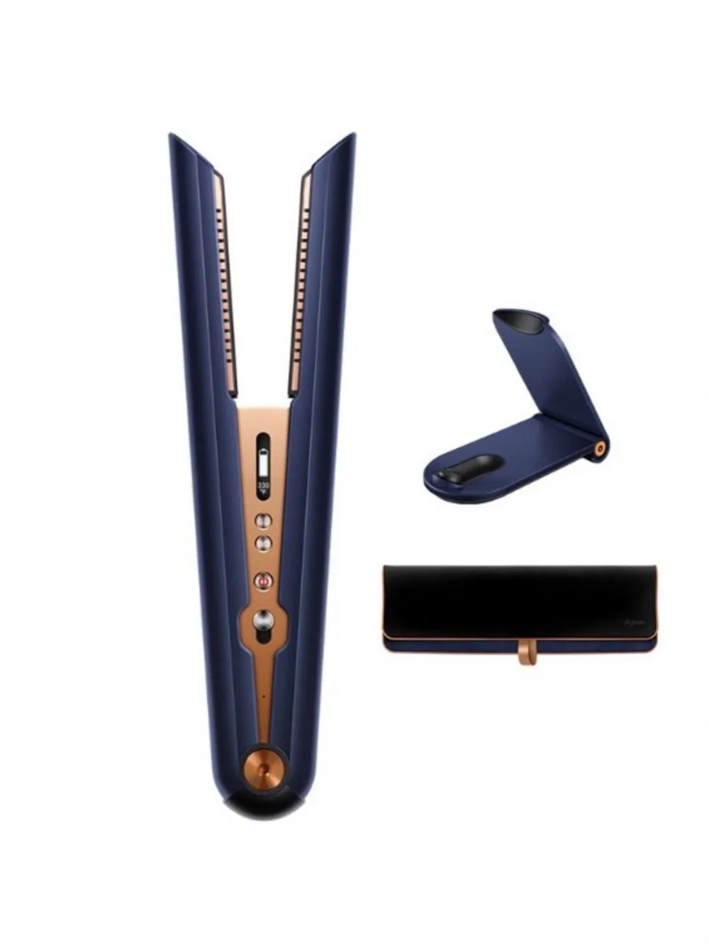 Dyson Navy Blue and Rose Gold Hair Straightener with Case